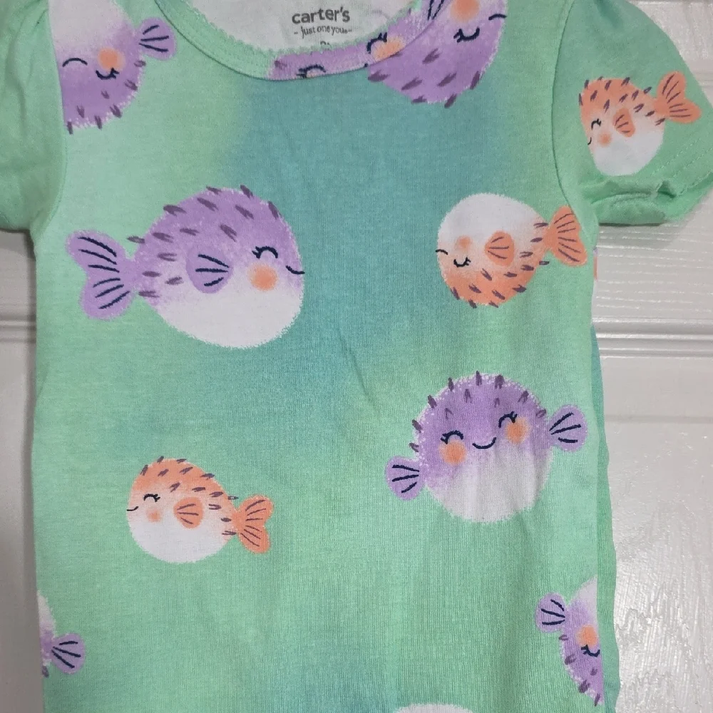 Carter's Green Fish Print Kids Pajamas